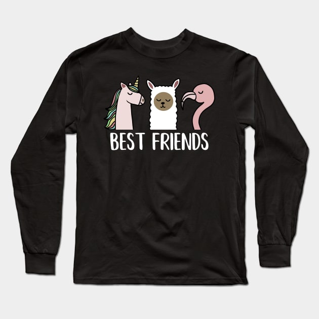 Best Friends Unicorn, Llama, Flamingo Long Sleeve T-Shirt by dukito